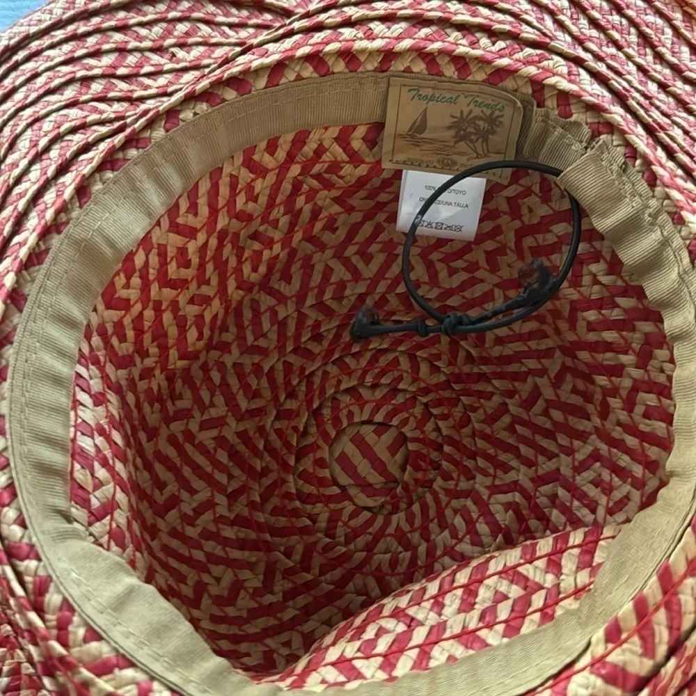 Tropical Trends Large Brim Sun Hat red/natural